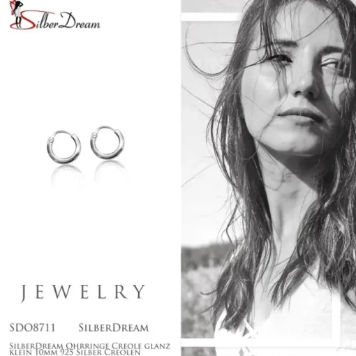 SilberDream Ohrringe Creole glanz klein 10mm 925 Silber Creolen SDO8711