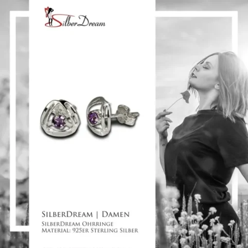 SilberDream Ohrringe Design Zirkonia lila 925 Silber SDO528V