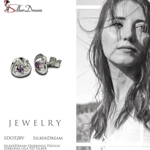 SilberDream Ohrringe Design Zirkonia lila 925 Silber SDO528V