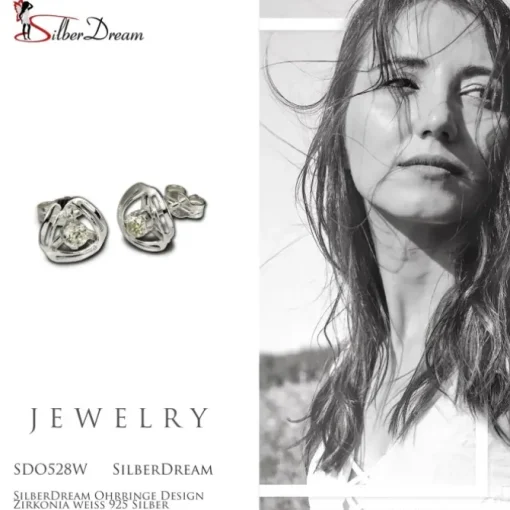 SilberDream Ohrringe Design Zirkonia weiß 925 Silber SDO528W