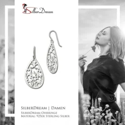 SilberDream Ohrringe Drops glänzend 925er Silber Damen Ohrhänger SDO8817J
