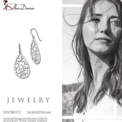 SilberDream Ohrringe Drops glänzend 925er Silber Damen Ohrhänger SDO8817J