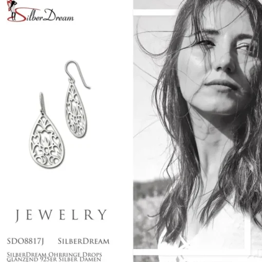 SilberDream Ohrringe Drops glänzend 925er Silber Damen Ohrhänger SDO8817J
