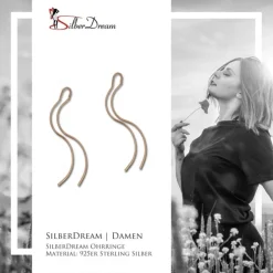 SilberDream Ohrringe Durchzieher Welle rose 925 Silber Damen Ohrhänger SDO8805E