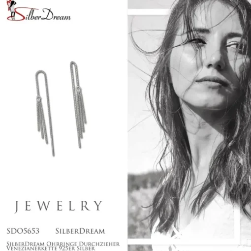 SilberDream Ohrringe Durchzieher Venezianerkette 925er Silber SDO5653