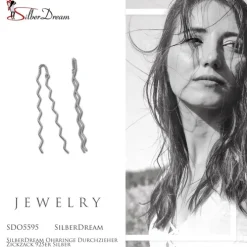 SilberDream Ohrringe Durchzieher Zickzack 925er Silber SDO5595