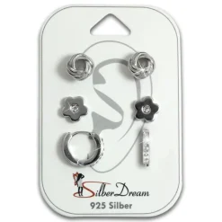 SilberDream Ohrringe 3er Set Knoten, Blume, Creole Zirkonia 925 Silber SDS616WJ