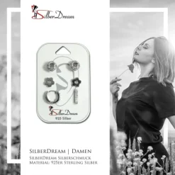 SilberDream Ohrringe 3er Set Knoten, Blume, Creole Zirkonia 925 Silber SDS616WJ