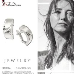 SilberDream Ohrringe gewölbt diamantiert 925 Silber Ohrstecker SDO316