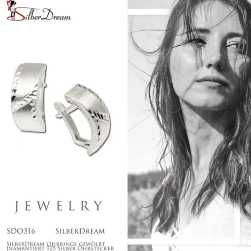 SilberDream Ohrringe gewölbt diamantiert 925 Silber Ohrstecker SDO316