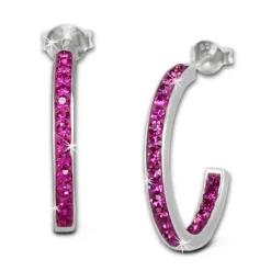 SilberDream Ohrringe Glitzer Creole pink Zirkonia 925 Silber SDO8701P