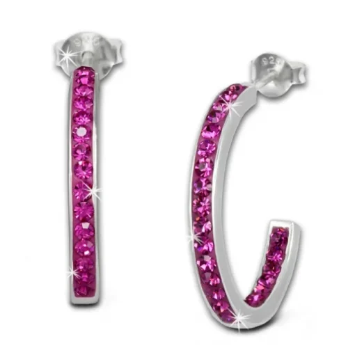 SilberDream Ohrringe Glitzer Creole pink Zirkonia 925 Silber SDO8701P