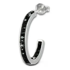 SilberDream Ohrringe Glitzer Creole schwarz Zirkonia 925 Silber SDO8701S