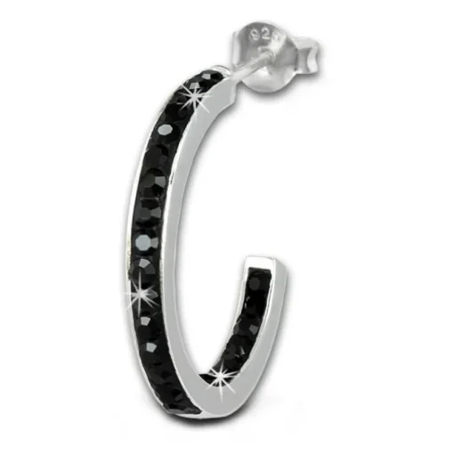 SilberDream Ohrringe Glitzer Creole schwarz Zirkonia 925 Silber SDO8701S