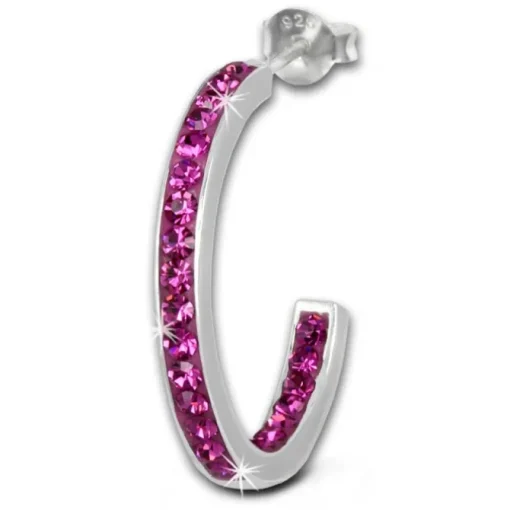 SilberDream Ohrringe Glitzer Creole pink Zirkonia 925 Silber SDO8701P