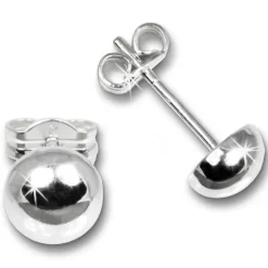 SilberDream Ohrringe Halbkugel 6mm glanz 925 Silber Ohrstecker SDO5556