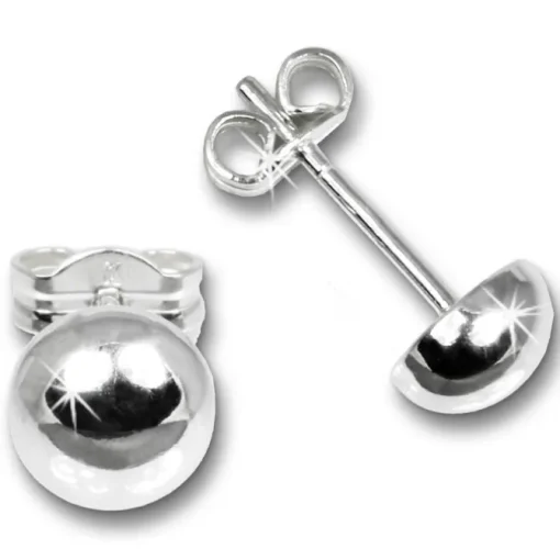 SilberDream Ohrringe Halbkugel 6mm glanz 925 Silber Ohrstecker SDO5556