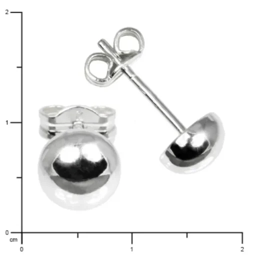 SilberDream Ohrringe Halbkugel 6mm glanz 925 Silber Ohrstecker SDO5556
