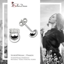 SilberDream Ohrringe Halbkugel 6mm glanz 925 Silber Ohrstecker SDO5556