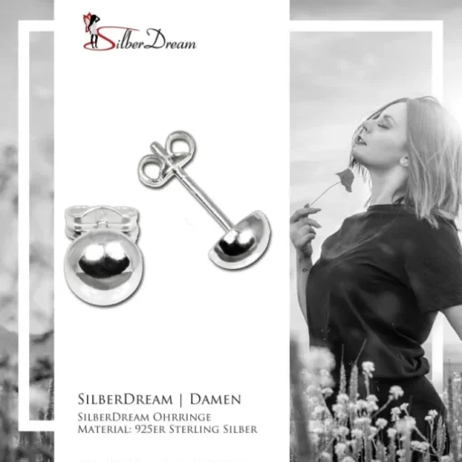 SilberDream Ohrringe Halbkugel 6mm glanz 925 Silber Ohrstecker SDO5556
