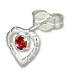 SilberDream Ohrringe Herz rot 925 Silber Ohrstecker SDO505R