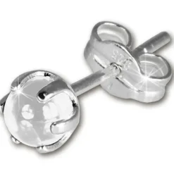 SilberDream Ohrringe Kugel weiß 925 Silber Ohrstecker SDO533W