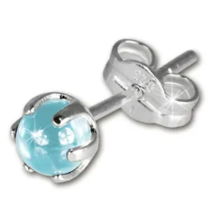 SilberDream Ohrringe Kugel hellblau 925 Silber Ohrstecker SDO533H