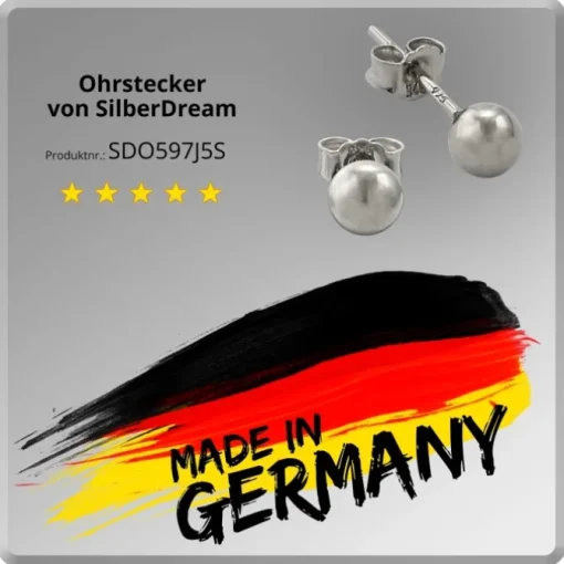 SilberDream Ohrringe Kugel 925 Sterling Silber Ohrstecker SDO597J5S