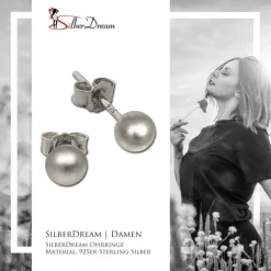 SilberDream Ohrringe Kugel matt 925 Sterling Silber Ohrstecker SDO597J5M