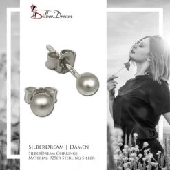 SilberDream Ohrringe Kugel 925 Sterling Silber matt Ohrstecker SDO597J4M