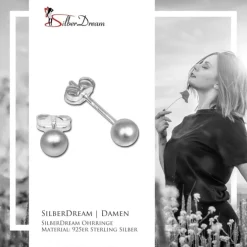 SilberDream Ohrringe Kugel 4mm matt 925er Silber Ohrstecker SDO5544