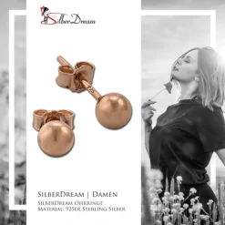 SilberDream Ohrringe Kugel 925 Sterling Silber rose Ohrstecker SDO597E5S