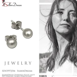 SilberDream Ohrringe Kugel matt 925 Sterling Silber Ohrstecker SDO597J5M