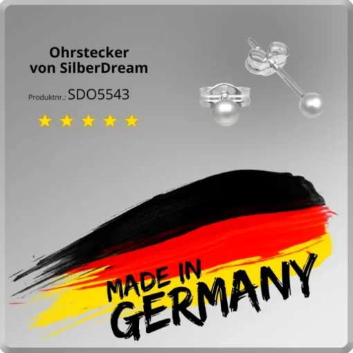 SilberDream Ohrringe Kugel 3mm matt 925er Silber Ohrstecker SDO5543