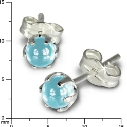 SilberDream Ohrringe Kugel hellblau 925 Silber Ohrstecker SDO533H