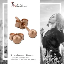 SilberDream Ohrringe Kugel 925 Sterling Silber rose Ohrstecker SDO597E3S