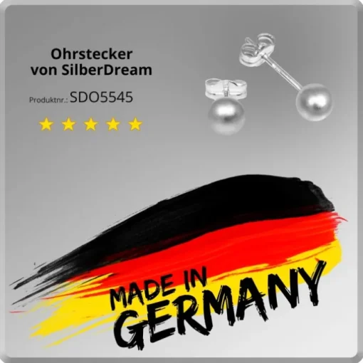 SilberDream Ohrringe Kugel 5mm matt 925er Silber Ohrstecker SDO5545