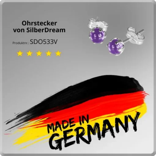 SilberDream Ohrringe Kugel lila 925 Sterling Silber Ohrstecker SDO533V