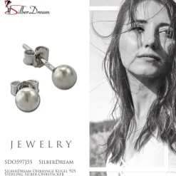 SilberDream Ohrringe Kugel 925 Sterling Silber Ohrstecker SDO597J5S