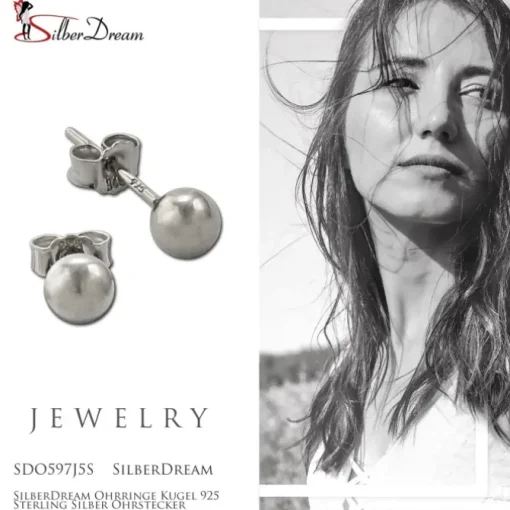 SilberDream Ohrringe Kugel 925 Sterling Silber Ohrstecker SDO597J5S
