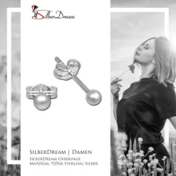 SilberDream Ohrringe Kugel 3mm matt 925er Silber Ohrstecker SDO5543