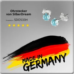SilberDream Ohrringe Kugel hellblau 925 Silber Ohrstecker SDO533H