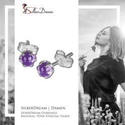SilberDream Ohrringe Kugel lila 925 Sterling Silber Ohrstecker SDO533V