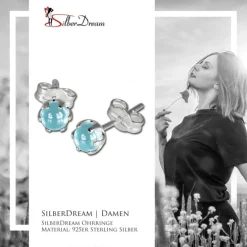 SilberDream Ohrringe Kugel hellblau 925 Silber Ohrstecker SDO533H