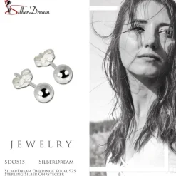 SilberDream Ohrringe Kugel 925 Sterling Silber Ohrstecker SDO515