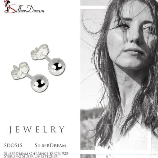 SilberDream Ohrringe Kugel 925 Sterling Silber Ohrstecker SDO515