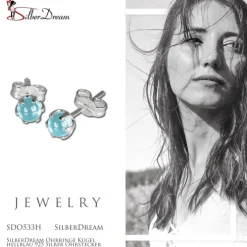 SilberDream Ohrringe Kugel hellblau 925 Silber Ohrstecker SDO533H