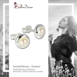 SilberDream Ohrringe Perle 925 Sterling Silber Ohrstecker SDO500