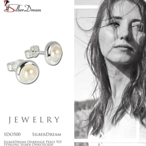 SilberDream Ohrringe Perle 925 Sterling Silber Ohrstecker SDO500