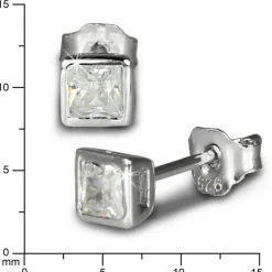 SilberDream Ohrringe Quadrat Zirkonia weiß Silber Ohrstecker SDO704W
